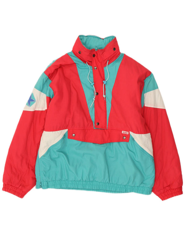 Męska kurtka Anorak z kapturem typu oversize VINTAGE UK 40, duża, niebieska, z blokami kolorów