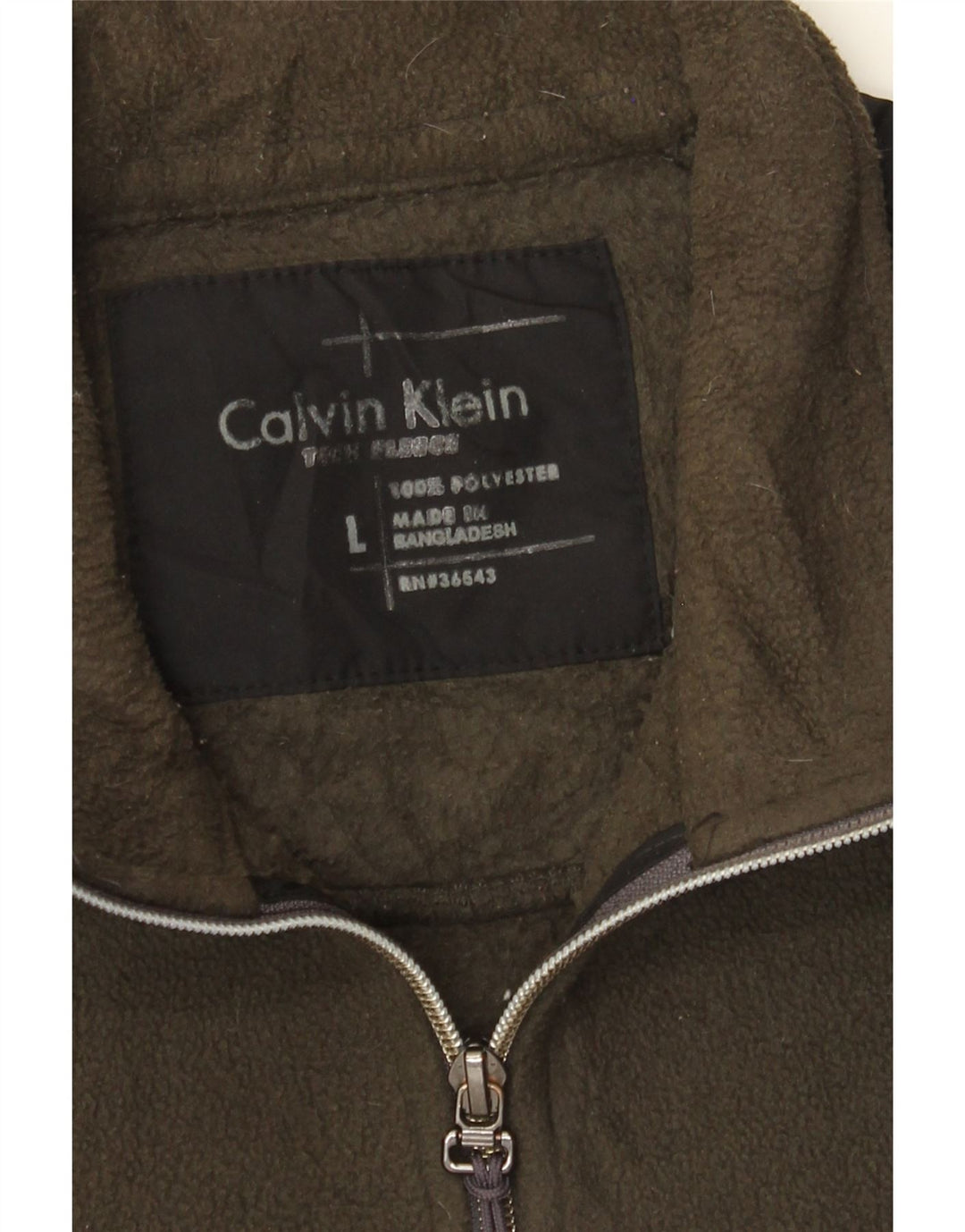 Męska kurtka polarowa Calvin Klein UK 40, duża, poliestrowa w kolorze khaki