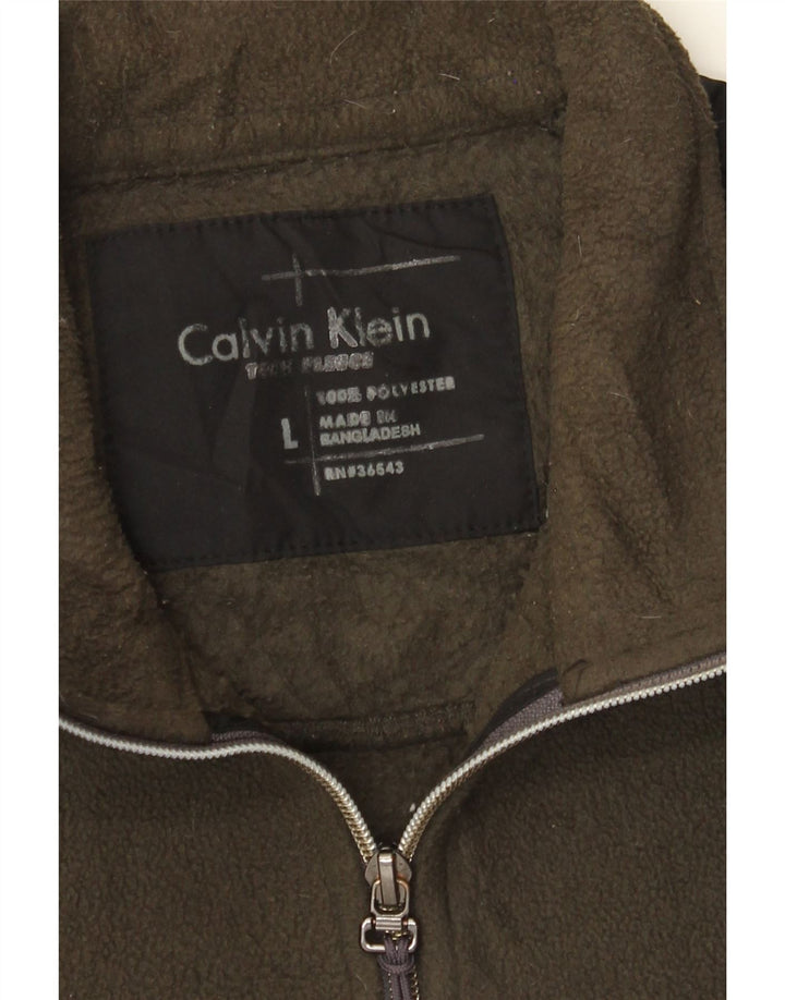Męska kurtka polarowa Calvin Klein UK 40, duża, poliestrowa w kolorze khaki
