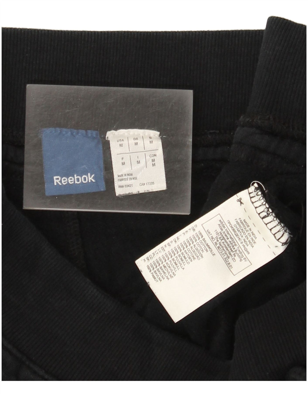Męskie spodnie dresowe Reebok z grafiką, średniej wielkości, czarne, bawełniane