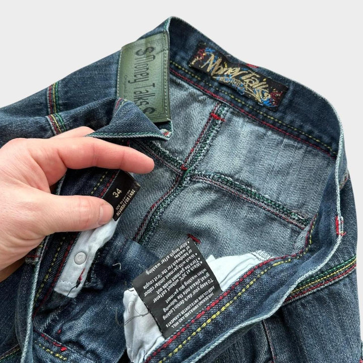 Baggy Hip-hopowe dżinsy Rasta - 34 w pasie