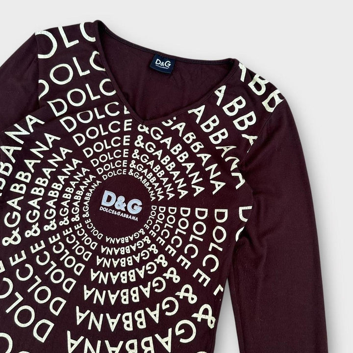 Top D&G Y2K BRĄZOWY - duży damski