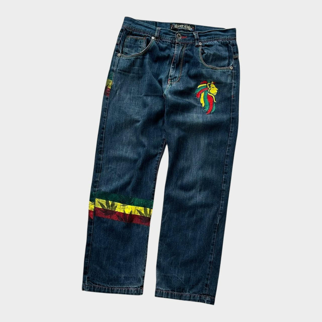 Baggy Hip-hopowe dżinsy Rasta - 34 w pasie