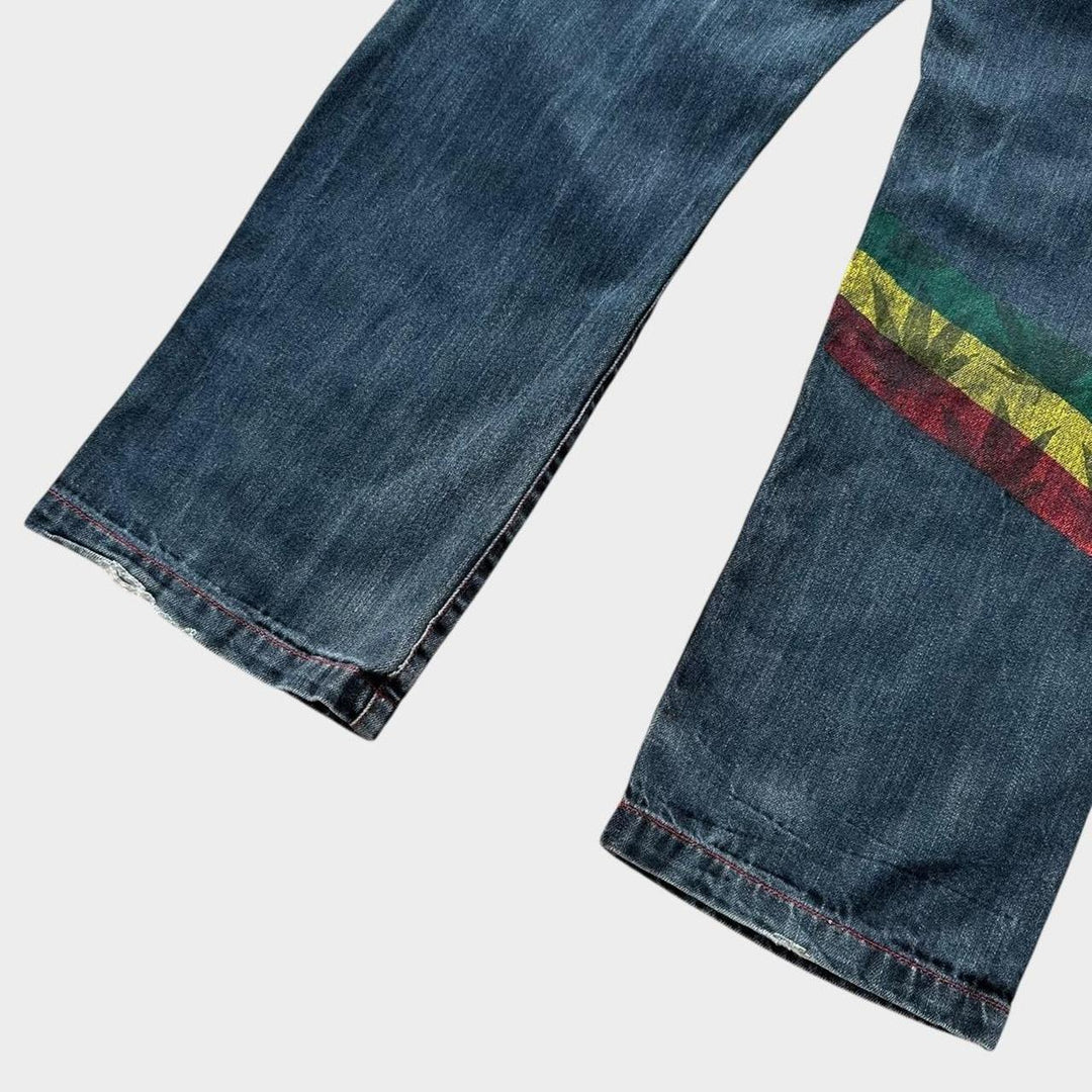Baggy Hip-hopowe dżinsy Rasta - 34 w pasie