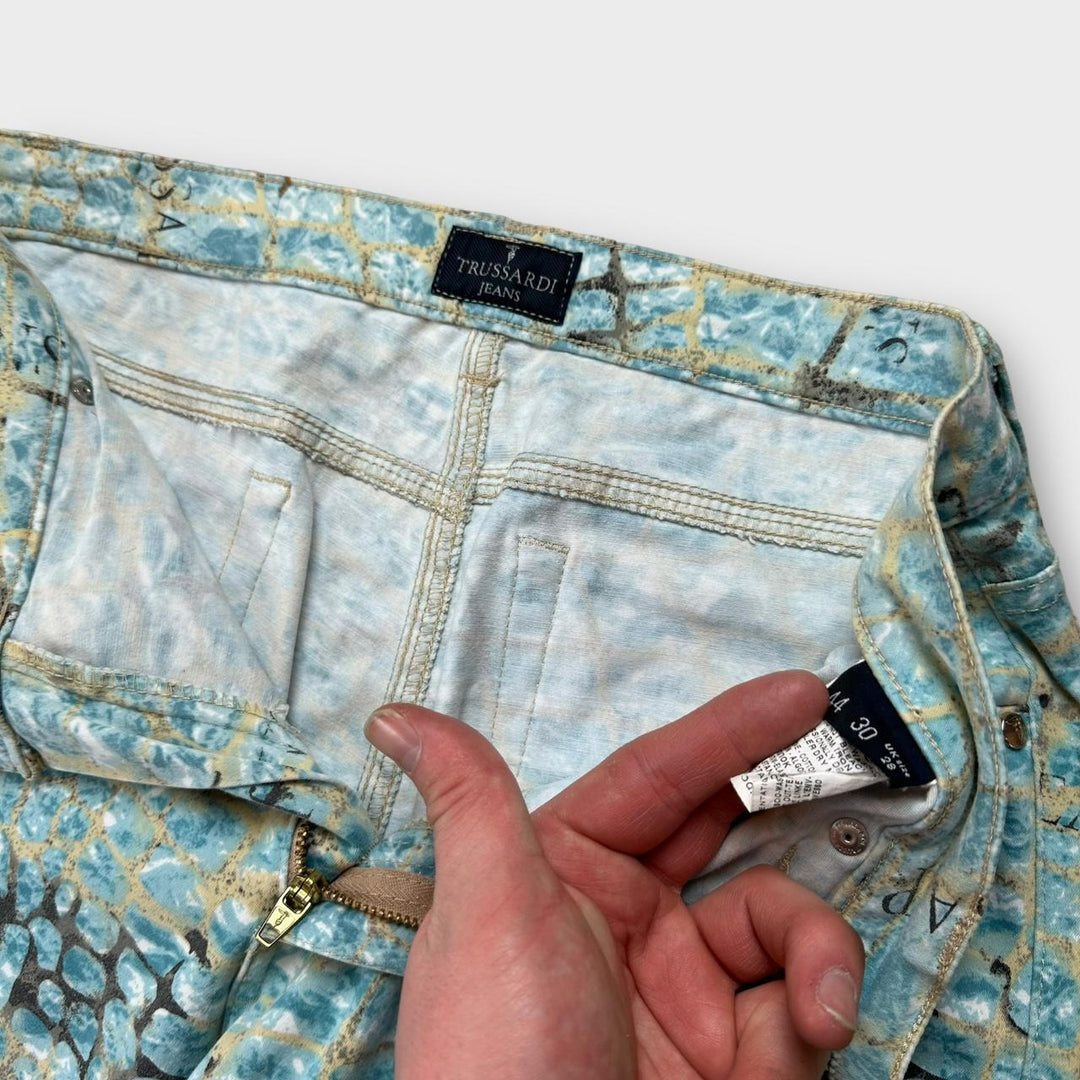 Spodnie Vintage Trussardi z nadrukiem krokodyla