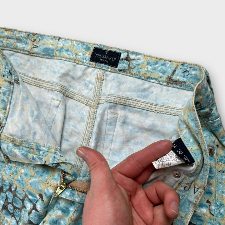 Spodnie Vintage Trussardi z nadrukiem krokodyla