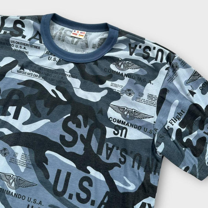 Koszulka z grafiką w kamuflażu Y2K – XL