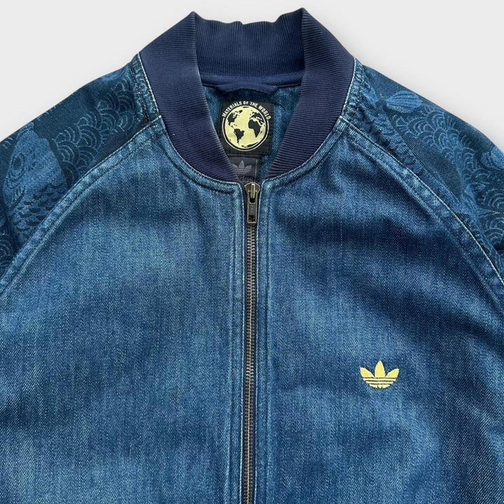 Vintage jeansowa kurtka bomber Adidas - średnia