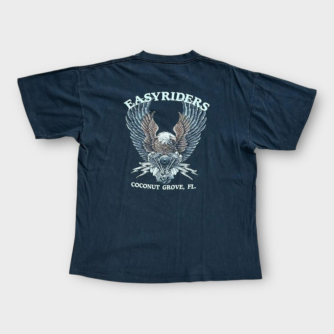 Vintage koszulka z grafiką motocyklową z pojedynczym ściegiem - XL