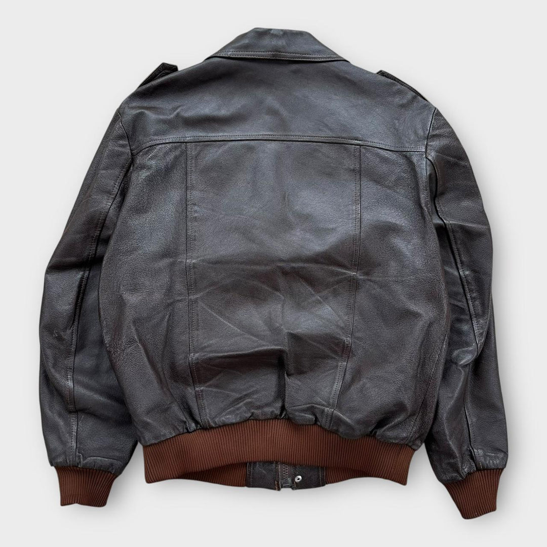 Skórzana kurtka lotnicza w stylu vintage - duża