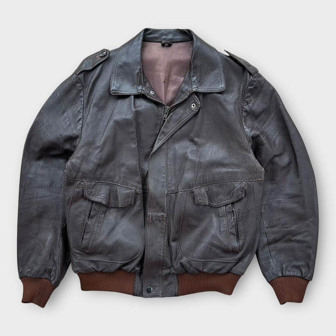 Skórzana kurtka lotnicza w stylu vintage - duża