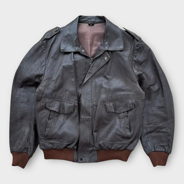 Skórzana kurtka lotnicza w stylu vintage - duża