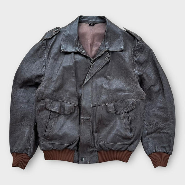 Skórzana kurtka lotnicza w stylu vintage - duża