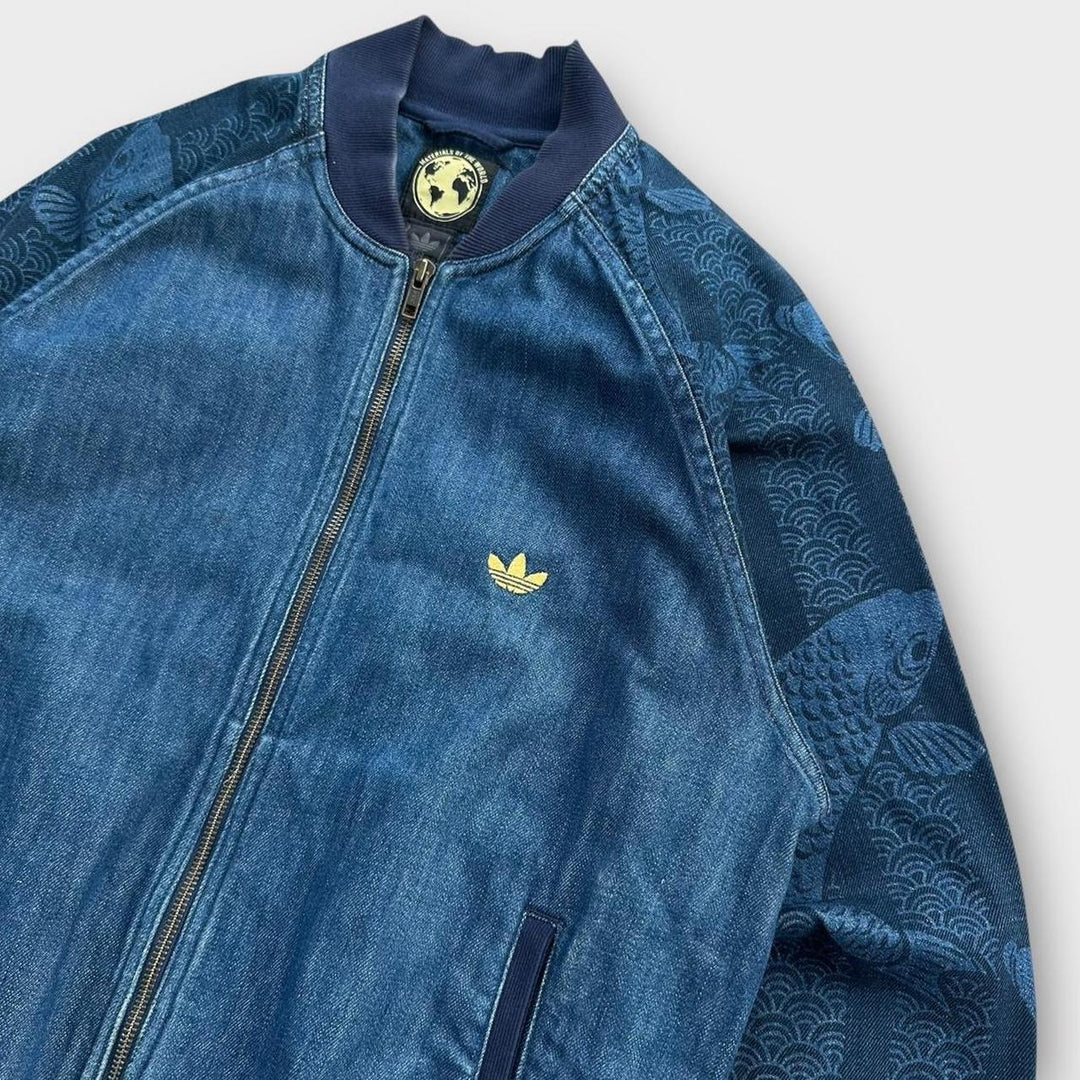 Vintage jeansowa kurtka bomber Adidas - średnia