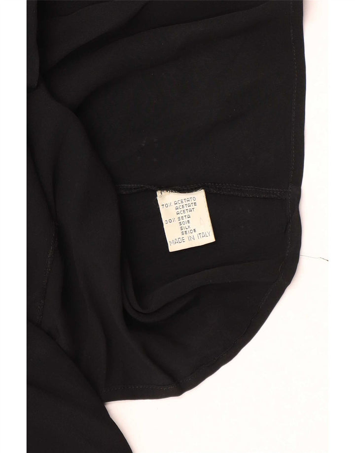 Damska bluzka koszulowa w stylu vintage UK 12, średni czarny octan