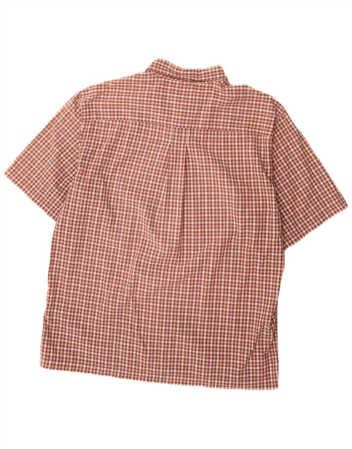 Koszula męska z krótkim rękawem TIMBERLAND XL, bawełniana w bordową kratkę