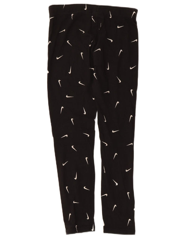 Dziewczęce legginsy NIKE o dopasowanym kroju z grafiką, 13-14 lat XL, czarna bawełna