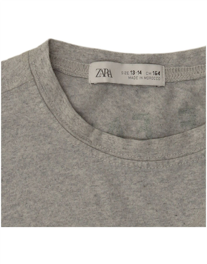 Chłopięcy T-shirt z grafiką Zara 13-14 lat, szary, nakrapiany