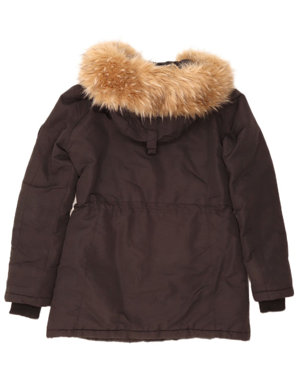 Damska kurtka Superdry z kapturem i luźnym krojem, UK 8, mały, czarny nylon
