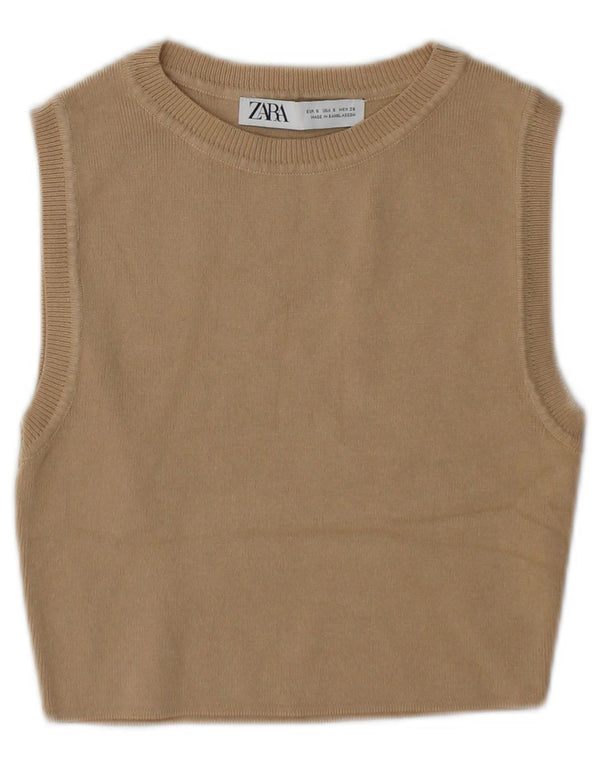 Damski podkoszulek Zara Crop Vest UK 10 Small Beżowa Wiskoza