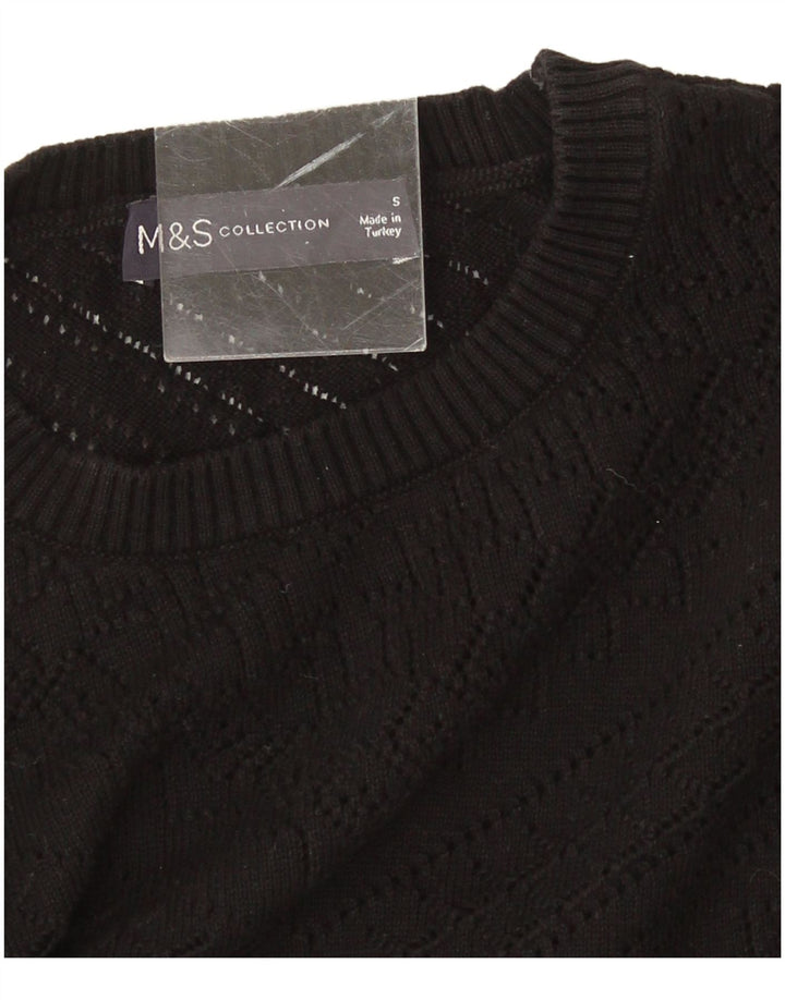 Marks & Spencer Damski sweter z okrągłym dekoltem UK 10, mały, czarny, geometryczny
