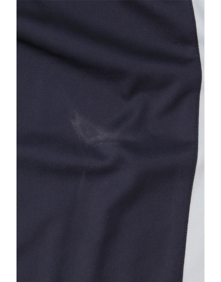 Męskie spodnie dresowe Asics, duże, granatowe, z poliestru w blokach kolorów