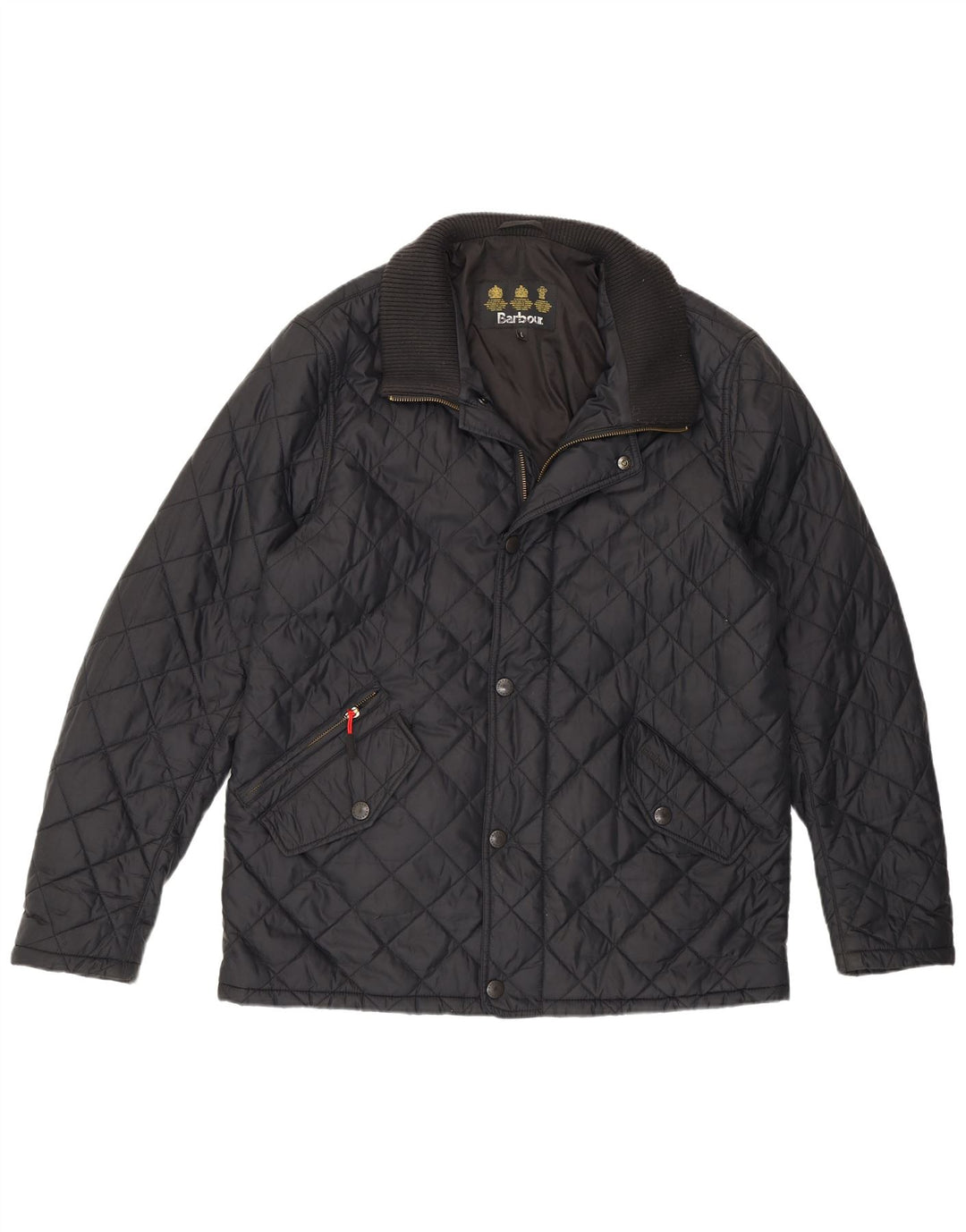 Męska pikowana kurtka Barbour UK 40, duża, czarna, poliamidowa