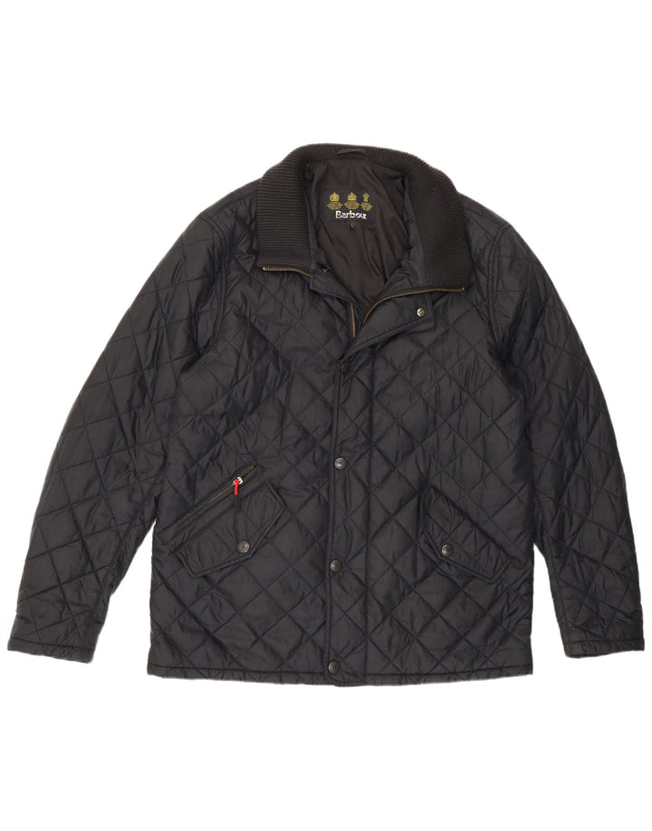 Męska pikowana kurtka Barbour UK 40, duża, czarna, poliamidowa