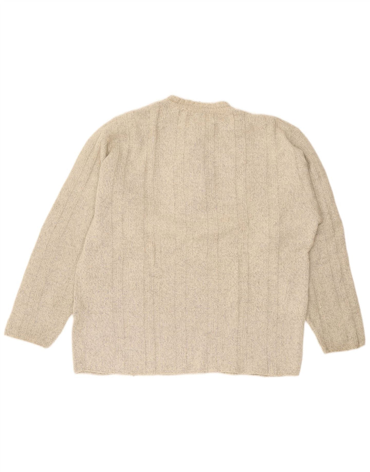 Męski sweter z okrągłym dekoltem Foxhound XL, beżowa wełna