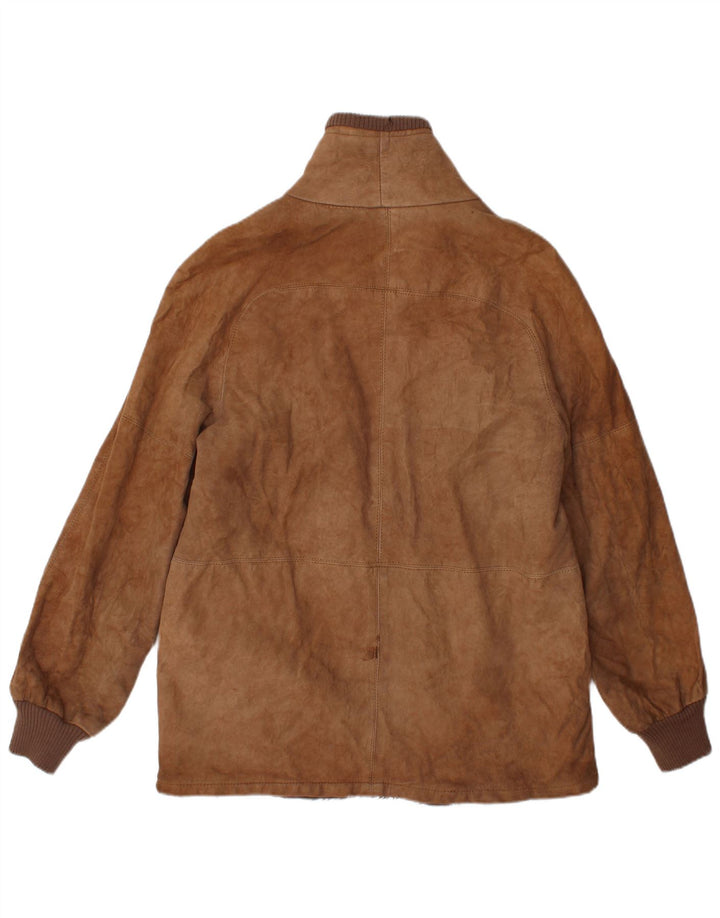 Vintage męska kurtka Shearling UK 38, średnia brązowa skóra
