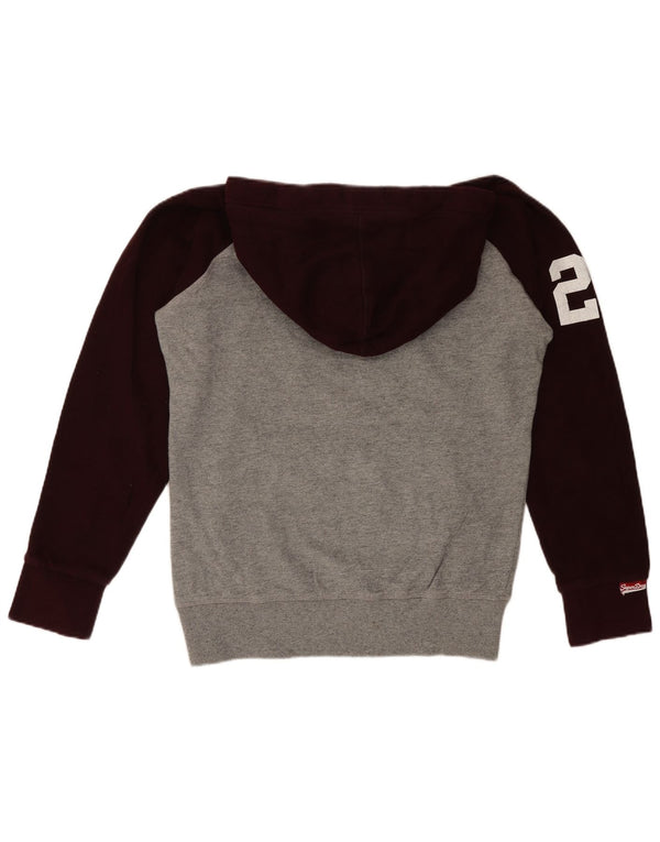 Męski sweter z kapturem Superdry z grafiką, duży, szary, bawełniany z blokami kolorów