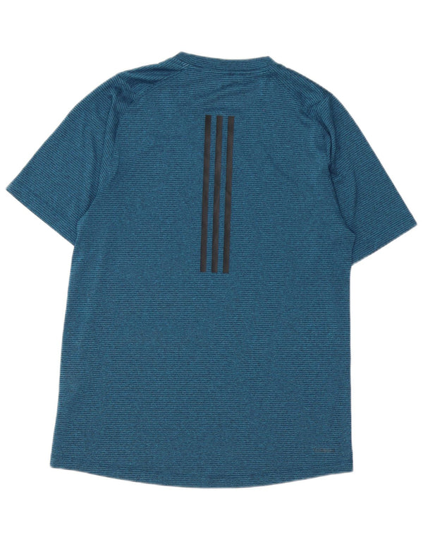 Adidas Męska koszulka Climalite Top, mała, granatowa, poliestrowa w paski