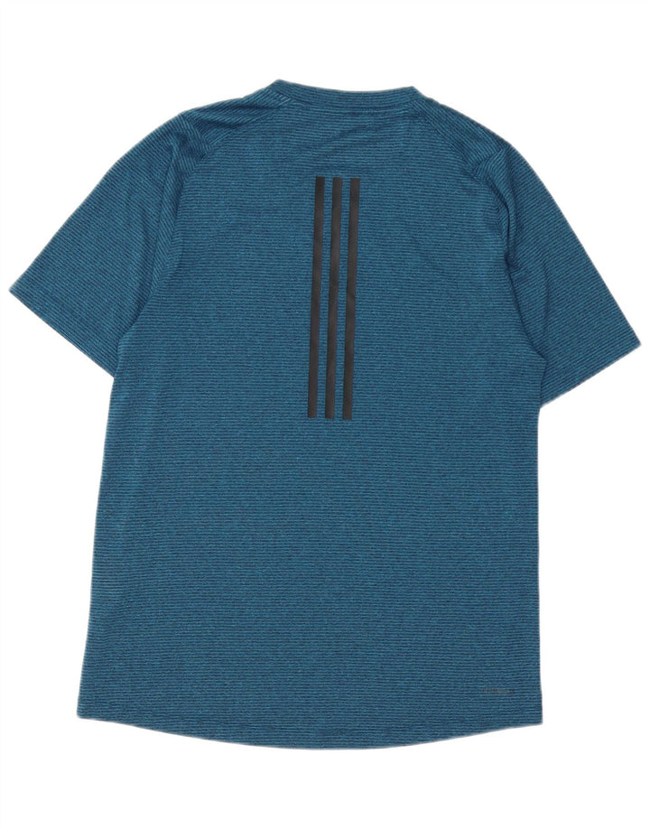 Adidas Męska koszulka Climalite Top, mała, granatowa, poliestrowa w paski
