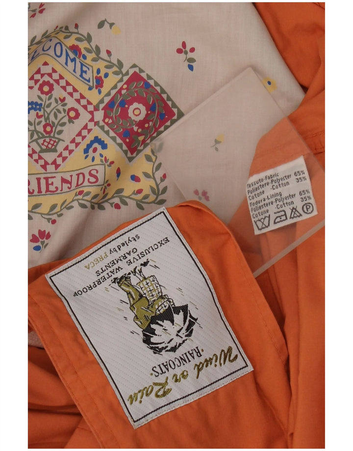 Vintage damski płaszcz przeciwdeszczowy UK 18 XL, pomarańczowy poliester