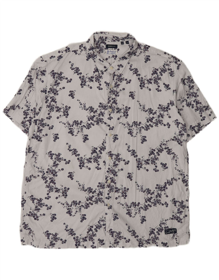 Męska koszula z krótkim rękawem Superdry 2XL, szary, kwiatowy, modal