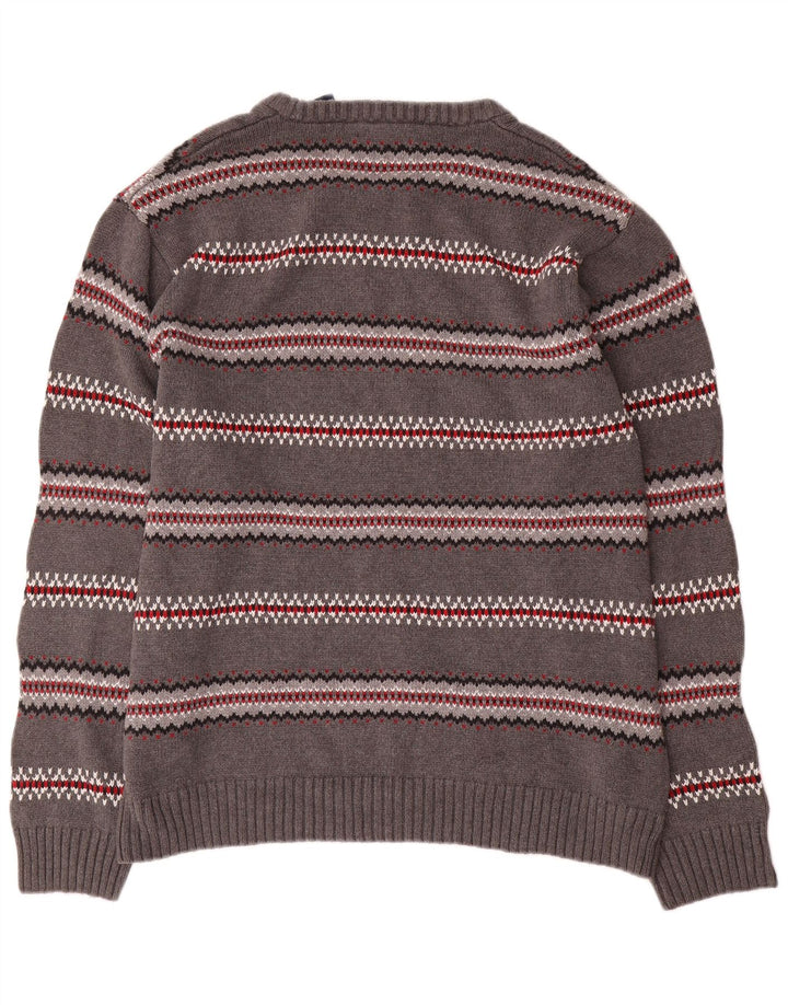 Męski sweter z okrągłym dekoltem Chaps XL, bawełniany w szare paski