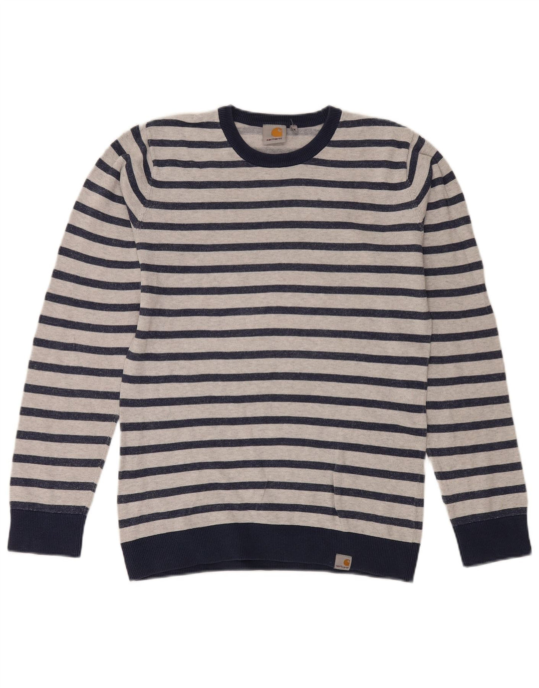 Sweter męski Carhartt z okrągłym dekoltem, bawełniany w średnie granatowe paski