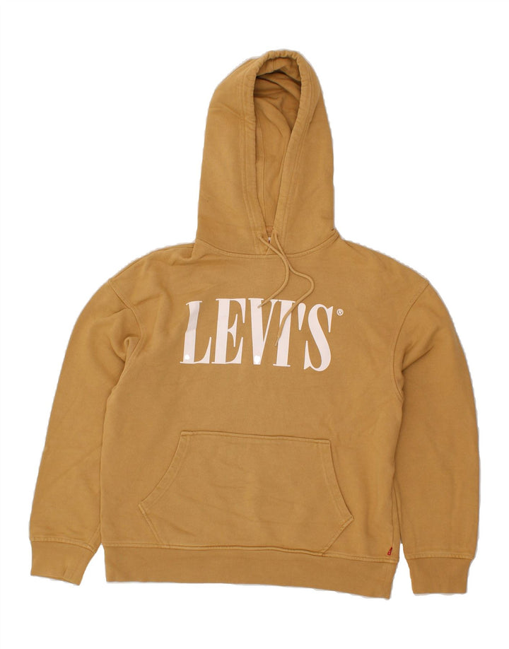 LEVI'S Mens Graphic Hoodie Jumper Small Beige Cotton Vintage Levi's and Second-Hand Levi's from Messina Hembry 