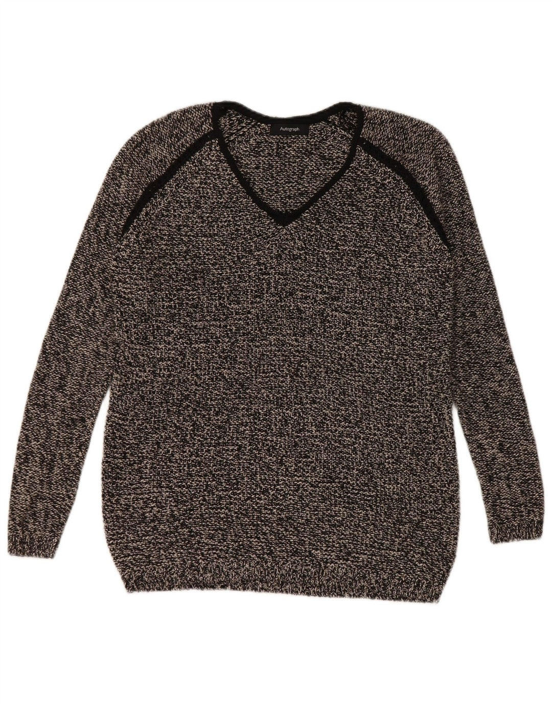 Marks & Spencer Damski sweter z dekoltem w kształcie litery V, z autografem, UK 10, mały, czarny