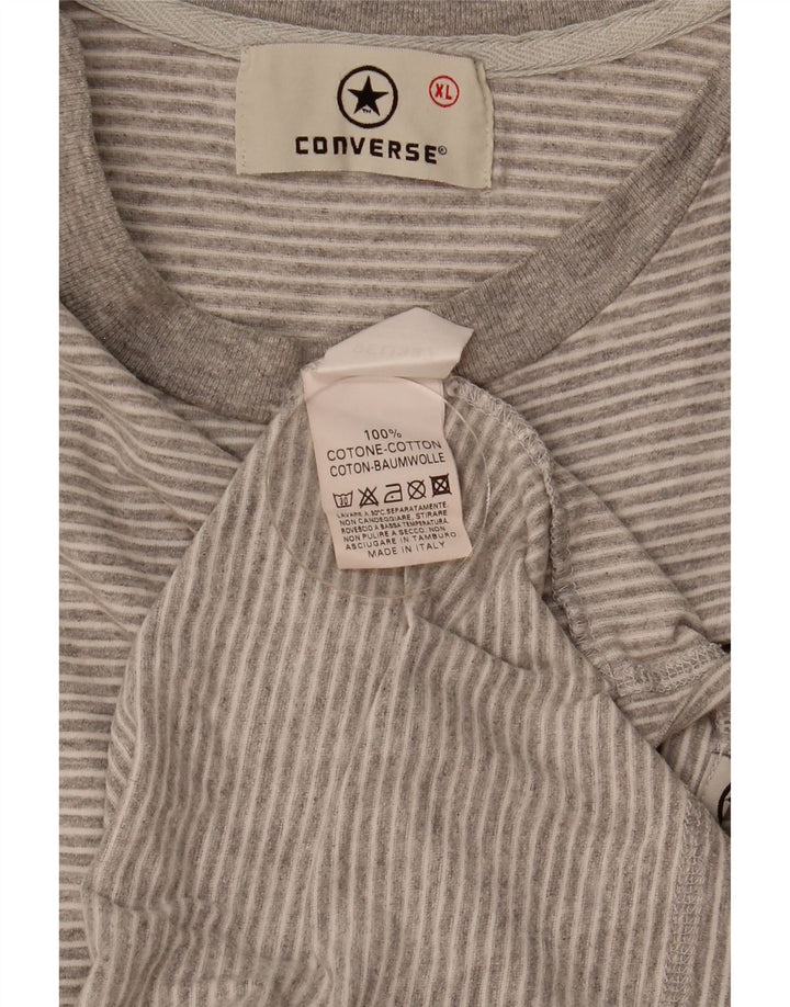 Converse Męski T-shirt Top XL Szary, bawełniany w prążki