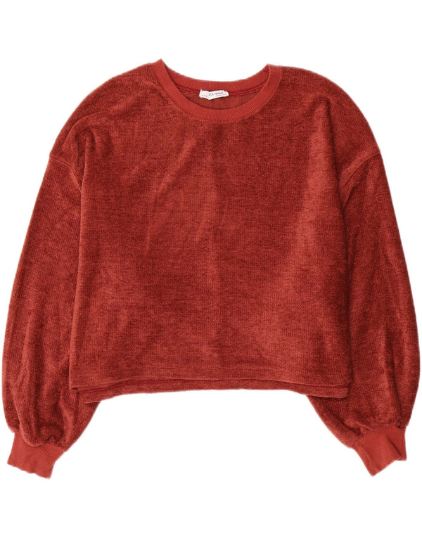 Damski sweter oversize z dekoltem w łódkę Zara UK 10, mały, czerwony poliester