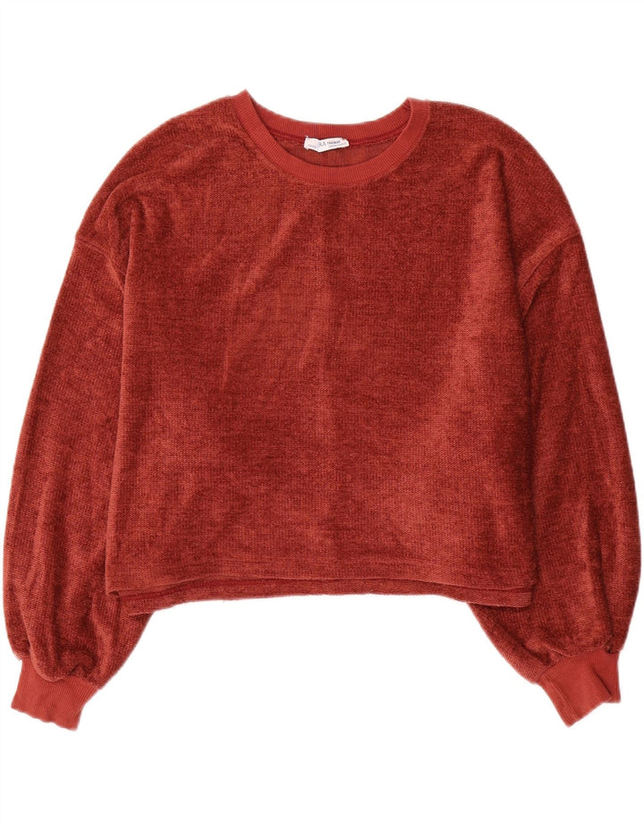 Damski sweter oversize z dekoltem w łódkę Zara UK 10, mały, czerwony poliester