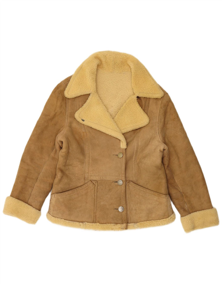 Kurtka damska Shearling VINTAGE UK 14, duża, beżowa