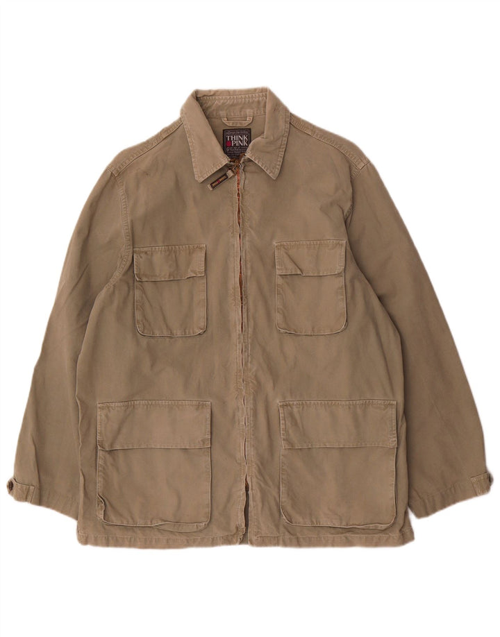 Think Różowa Męska Kurtka Utility UK 34 XS Khaki Cotton
