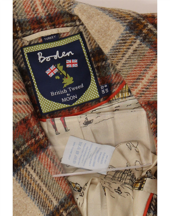 BODEN Damska marynarka zapinana na 2 guziki UK 12 Średnia wielokolorowa wełniana kratka