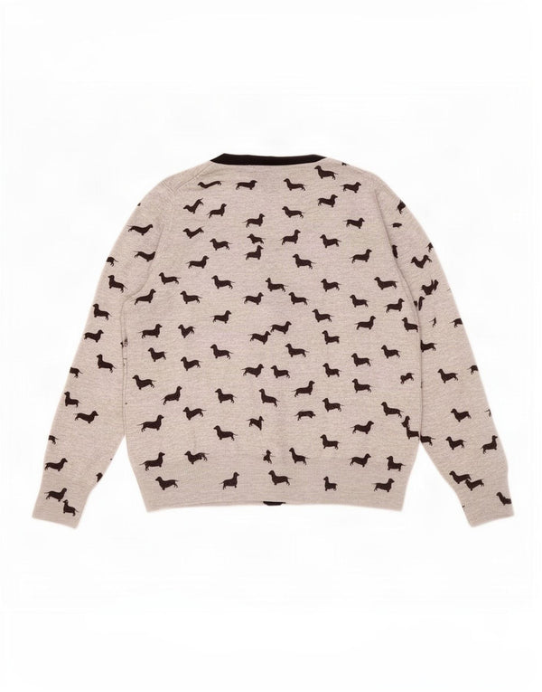 Marks & Spencer Damski sweter rozpinany UK 16, duży, szary, zwierzęcy nadruk