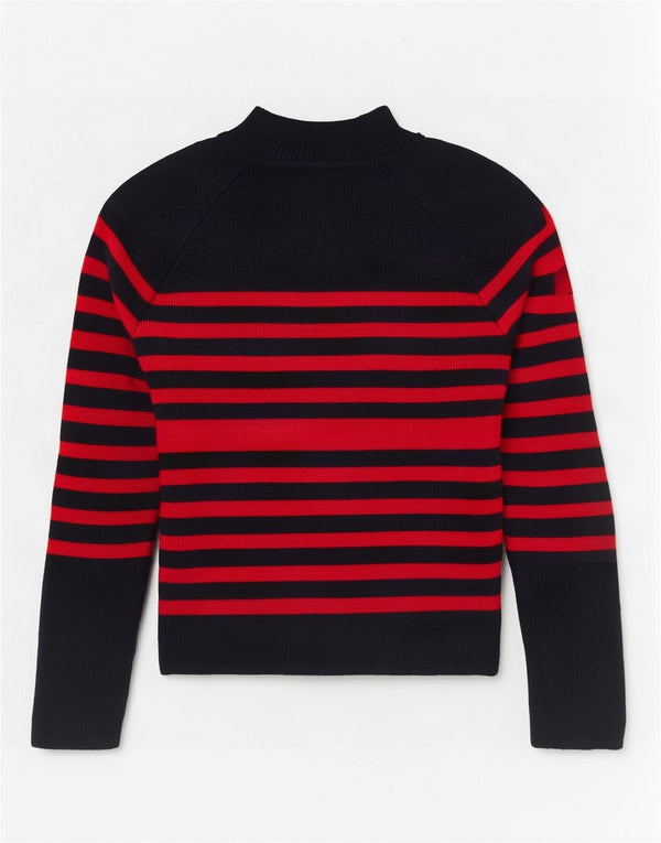 Damski sweter z golfem Zara UK 10 w małe granatowe paski