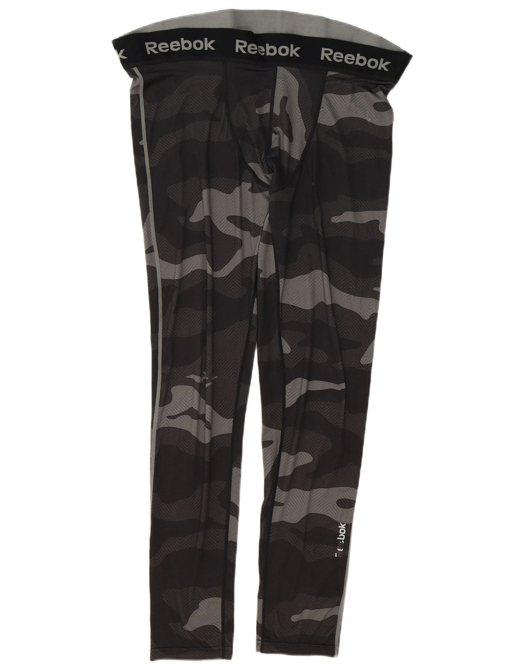REEBOK Womens Graphic Leggings UK 16 Large Black Camouflage