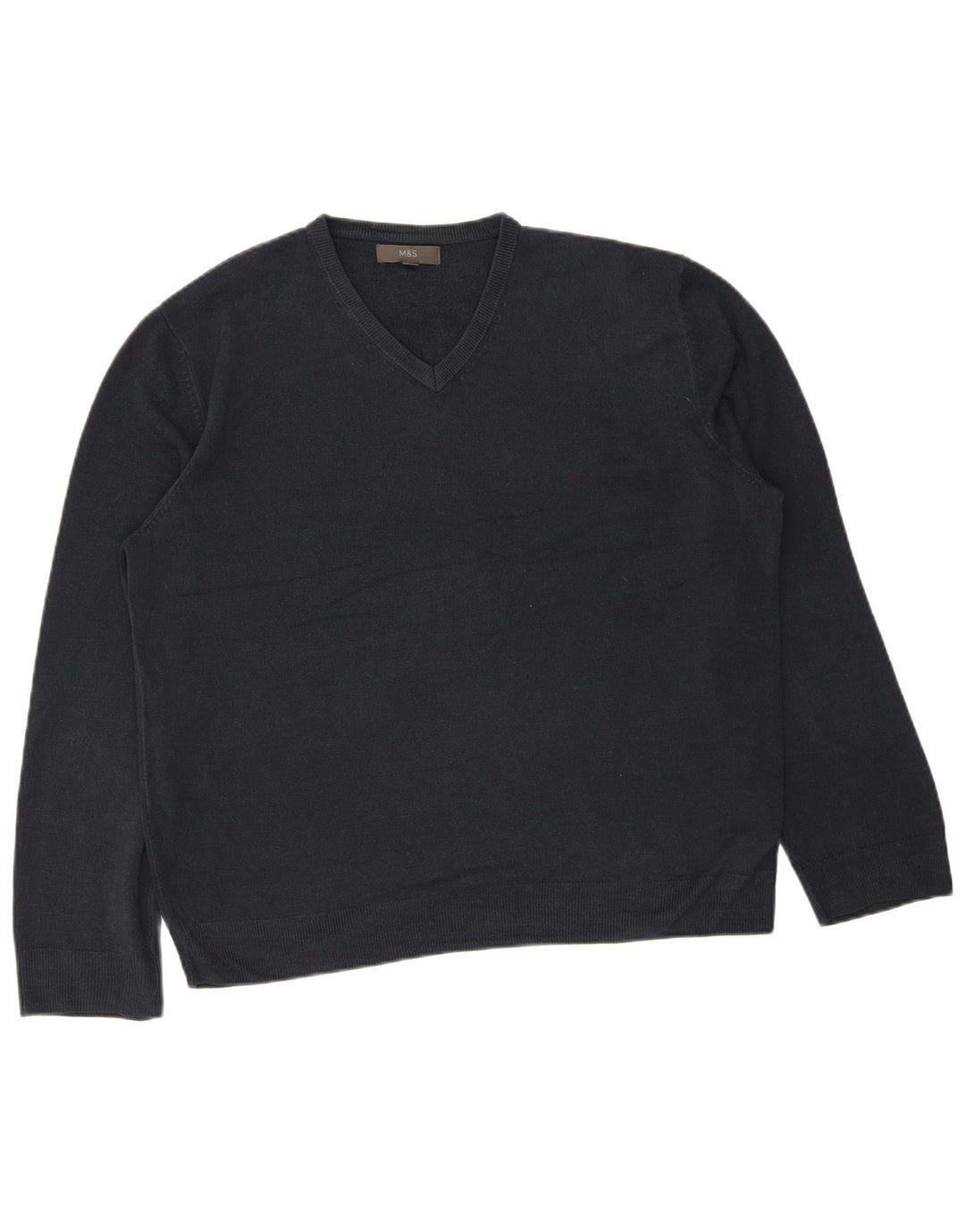 Marks & Spencer Męski sweter z dekoltem w kształcie litery V, 2XL, granatowy, akryl