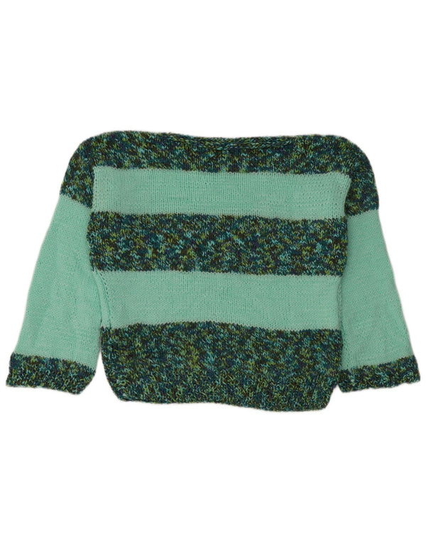 Vintage damski sweter z dekoltem w łódkę UK 14, duże zielone paski